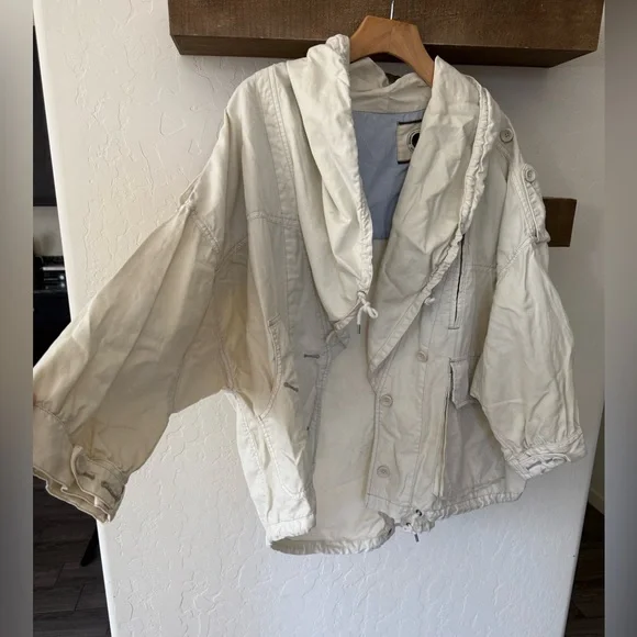 Anthropologie Daughters of the Liberation|Off White,Cream canvas utility Jacket• - Picture 4 of 12